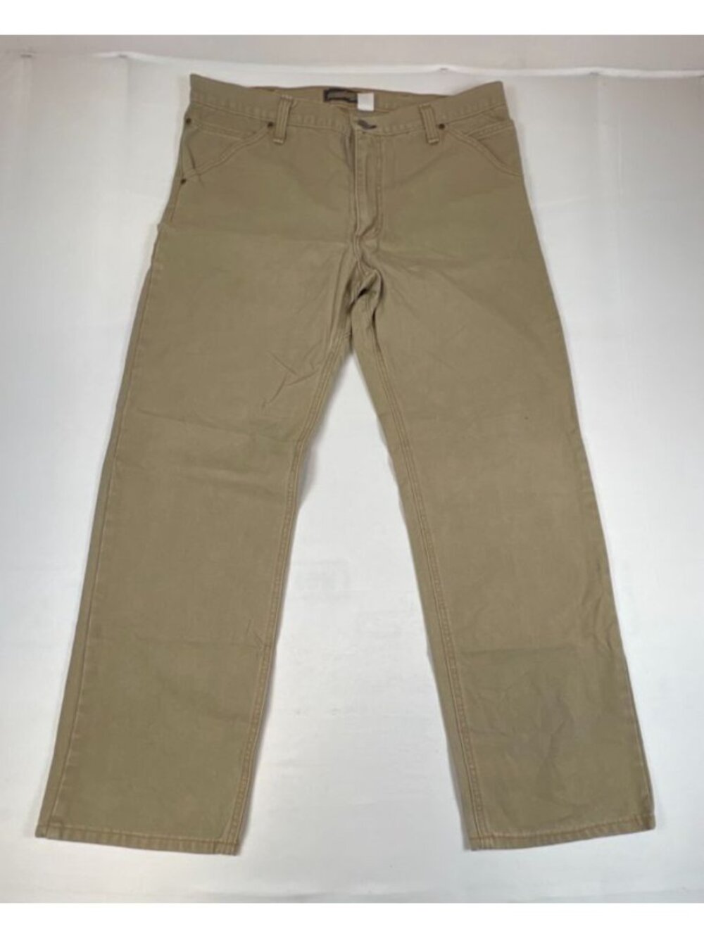 Vintage Diamond Gusset Jeans Men's 38x32 Khaki Pants Made in USA Workwear Cotton